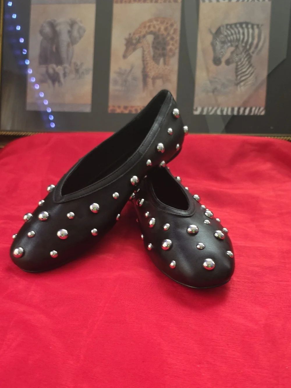 a new day Black Studded Ballet Flats